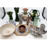 Large collection of ceramics to include Italian Majolica vases