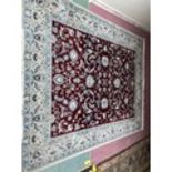 Large red grounded Florentine patterned carpet 250x300x310 cm
