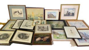 A quantity of various pictures and prints, all as found, see images for details