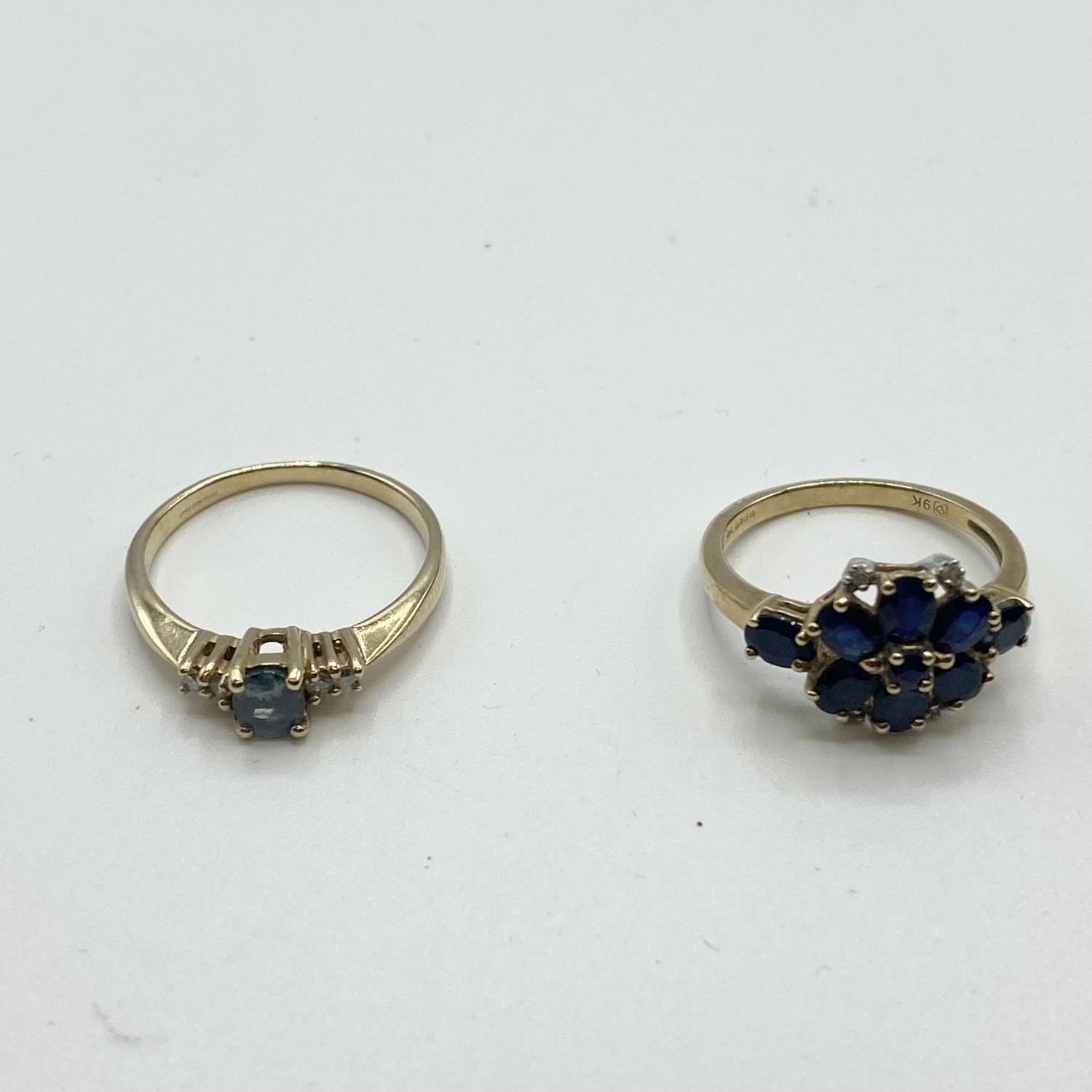 Two 9 ct gold gem set rings, size J/K 4.2 g - Image 4 of 4