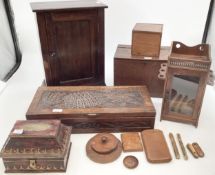 A collection of boxes and cabinets, to include a glazed mahogany smokers cabinet