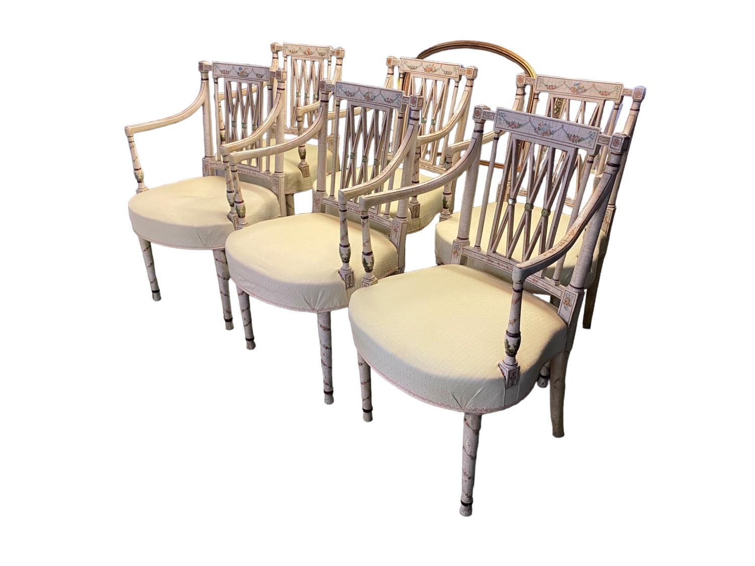 A set of six Regency painted salon armchairs, 91cm H 53.5 cm W, seat depth 47.5 cm - Image 3 of 10