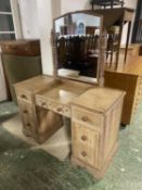 Limed oak dressing table with mirror over 117 cm L