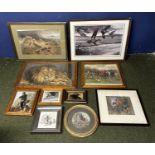 A quantity of sporting pictures and prints, hunting, shooting etc