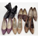 A quantity of ladies leather vintage shoes, various sizes , and a pair of black leather Victorian