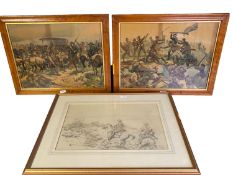 Boer war related pencil sketch of two mounted soldiers, signed lower right, W B Wollen, marked