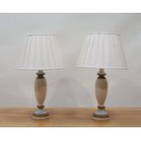 A Pair of Art Deco style table lamps and cream pleated shades