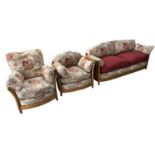 A good ERCOL suite of sofa and two chairs, sofa 190cm Wide approx.; and harlequin set of good