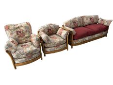 A good ERCOL suite of sofa and two chairs, sofa 190cm Wide approx.; and harlequin set of good
