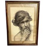 Pencil bust portrait of a bearded gentleman in pencil, in a glazed partial gilt frame, 40 x 28cm