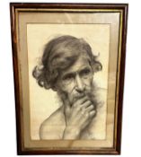 Pencil bust portrait of a bearded gentleman in pencil, in a glazed partial gilt frame, 40 x 28cm