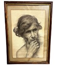 Pencil bust portrait of a bearded gentleman in pencil, in a glazed partial gilt frame, 40 x 28cm