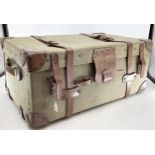Large canvas trunk with leather straps