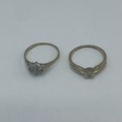 Two 9ct gold diamond set rings, size K/M, 2.97g
