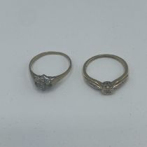 Two 9ct gold diamond set rings, size K/M, 2.97g