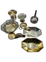 Sterling silver clip on table ash tray, by Asprey & Co, Sheffield 1906, and a collection of unmarked