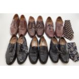 A quantity of Gents leather shoes, sizes 8, 9 , 11, and two ties