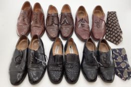 A quantity of Gents leather shoes, sizes 8, 9 , 11, and two ties