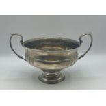 A sterling silver bowl with loop handles. Birmingham 1929. 14ozt