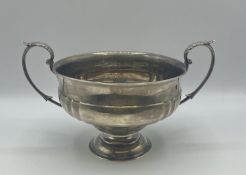A sterling silver bowl with loop handles. Birmingham 1929. 14ozt