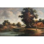 ALLESSANDRO MAFFEI CIRCA 1790-1859, Italian, Oil on canvas, Country River Scene, signed lower right,