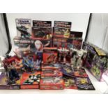 Collection of 1980/90s and later boxed examples of Hasbro Transformers to include Optimus Prime,