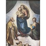 Print of the Sistine Madonna by Raphael in an unglazed gilt frame, 53 x 38cm, Kensington House