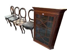 Victorian Mahogany two door cupboard with marble top, a mahogany and string inlaid, astragal