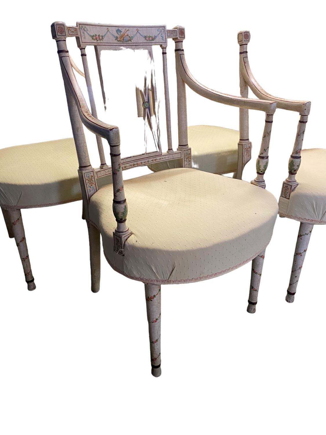 A set of six Regency painted salon armchairs, 91cm H 53.5 cm W, seat depth 47.5 cm - Image 10 of 10