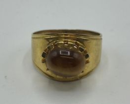 A 9ct gold marked and Tigers Eye Dress ring, 4.8g size P