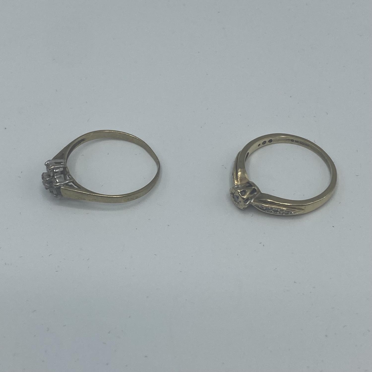 Two 9ct gold diamond set rings, size K/M, 2.97g - Image 2 of 3