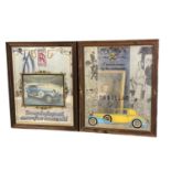 Pair of wall mirrors, advertising Rolls Royce and Cadillac, 51.5 x 41cm, some wear to frame