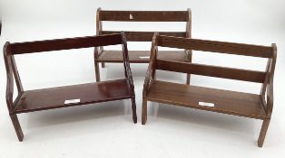 Three desktop book shelves modelled as garden benches, 30cm W