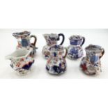 A collection of masons/Gaudy Welsh style jugs (6)
