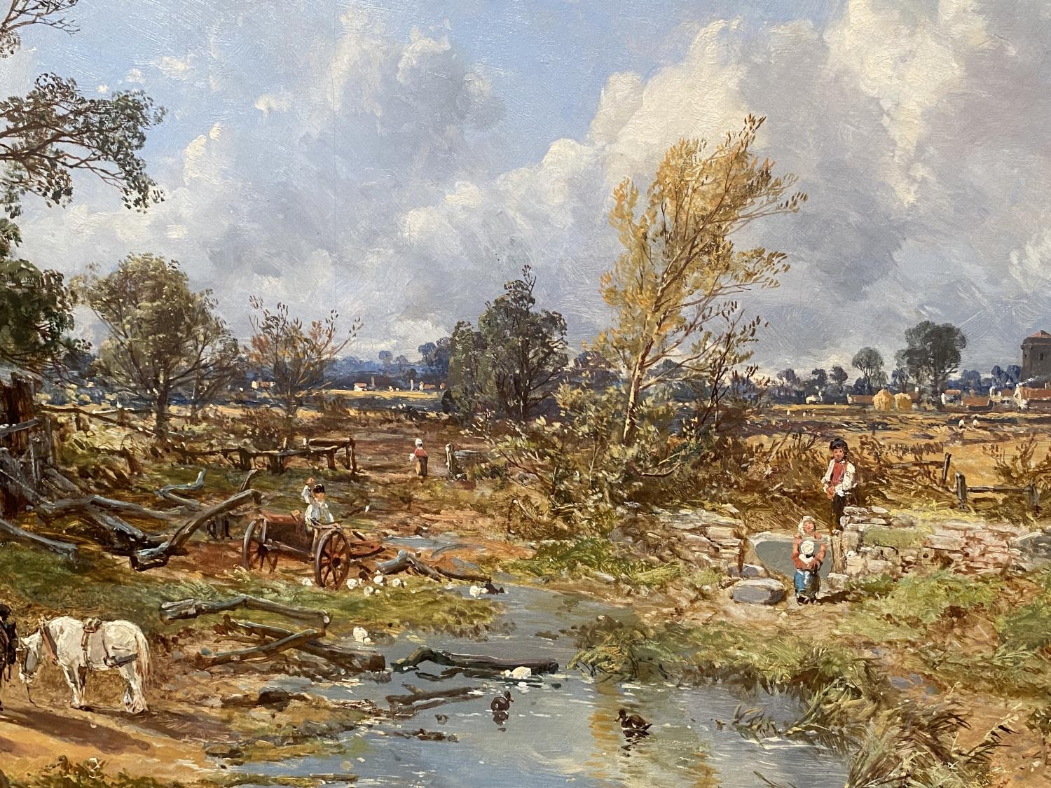 CHARLES BRANWHITE (British 1817- 1880), oil on canvas of a Country Scene, children playing in the - Image 3 of 7