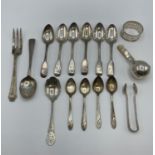 A collection of sterling silver and white metal items 300g aprox