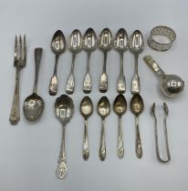 A collection of sterling silver and white metal items 300g aprox
