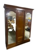 Edwardian inlaid mahogany 3 piece compactum with 2 mirrored doors 163 cm L x 205 cm H