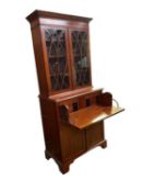 A Regency inlaid mahogany part glazed secretaire bookcase 94 cm W x 210 cm H x 51 cm D