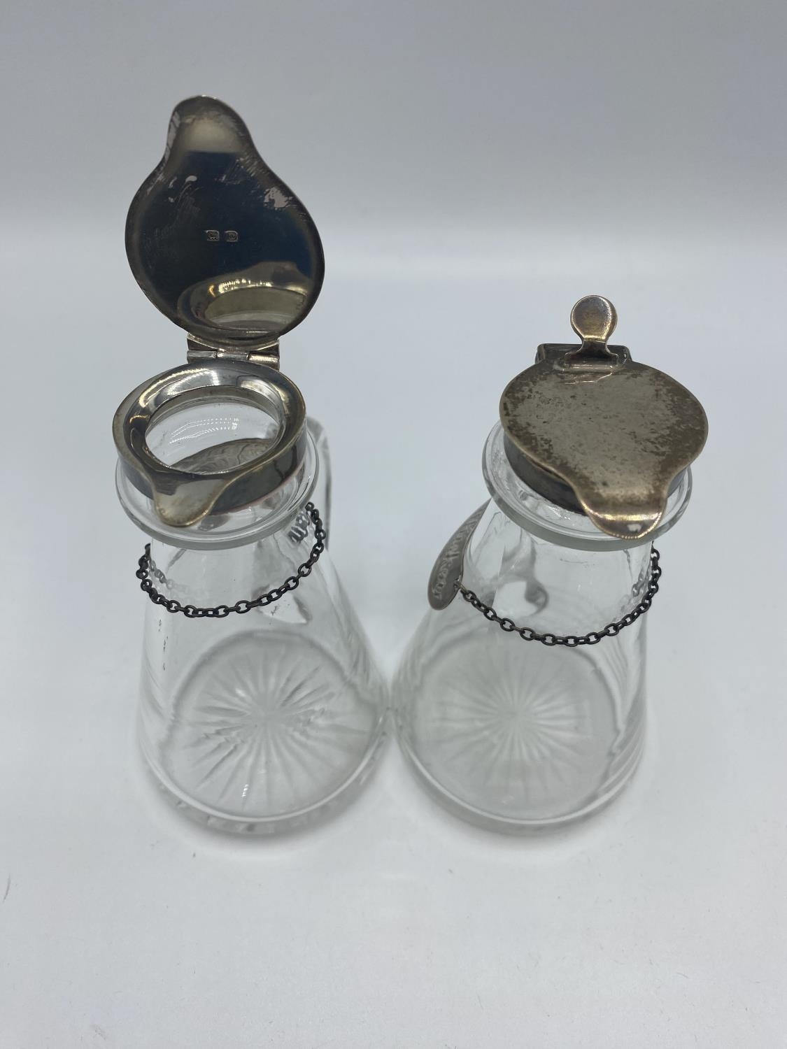 A pair of silver topped whisky noggins with silver labels - Image 2 of 5