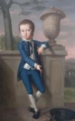 Attributed to Hugh Barron (1745 - 1791), Portrait of a Boy in Blue in an architectural Landscape,