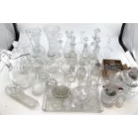Collection of decanters, C19th & C20th examples, with other items of cut and moulded glass