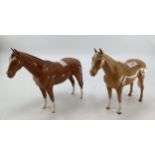 Two Beswick chestnut models of horses, each approx 25 x 21cm