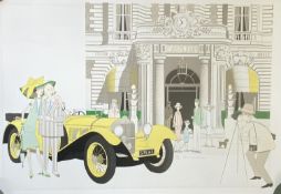 Quantity of Denis Paul Noyer, unframed posters of Art Deco style vintage hotel scenes, including the