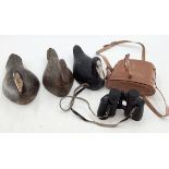 Three decoy ducks and a pair of cased binoculars by Karl Heitz