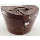 Brown leather top hat box, some wear