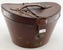 Brown leather top hat box, some wear