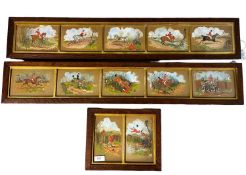 In the Manner of Henry Alken, 3 wooden framed and glazed humorous hunting pictures, two framed in