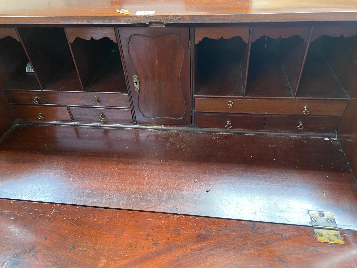 George III Mahogany Bureau with four graduated drawers, brass handles, key for bureau is present - Image 3 of 3