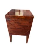 Edwardian inlaid mahogany square cellarette/wine cooler 36 cm x 36 cm x 58 cm H. lacks interior